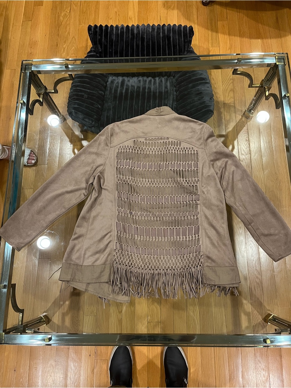 Women's Taupe Fringe Suede Jacket - Chico’s